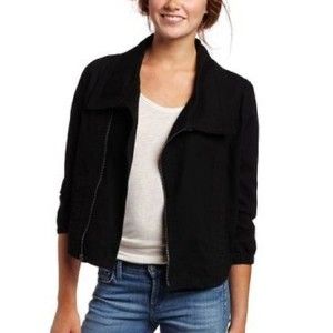 Hurley black asymmetrical zipper Moto Cropped jacket